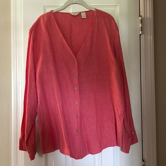 Coral J.Jill Linen Top - Picture 1 of 10
